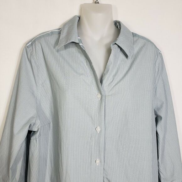 Chico's Womens Shirt Size 3 XL 16 Striped Mix Button-Down Wrinkle Resistant 3/4 - Picture 3 of 11